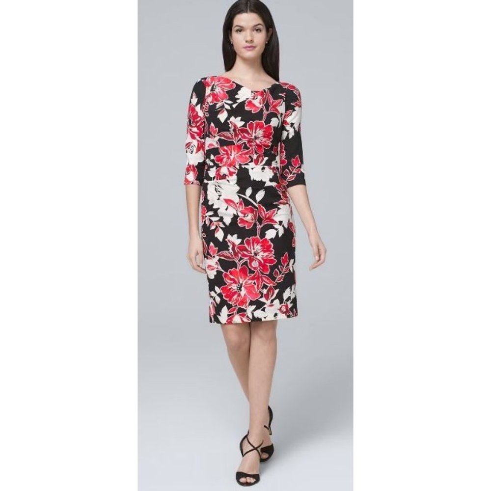 White House Black Market Red and Black Sheath Dress